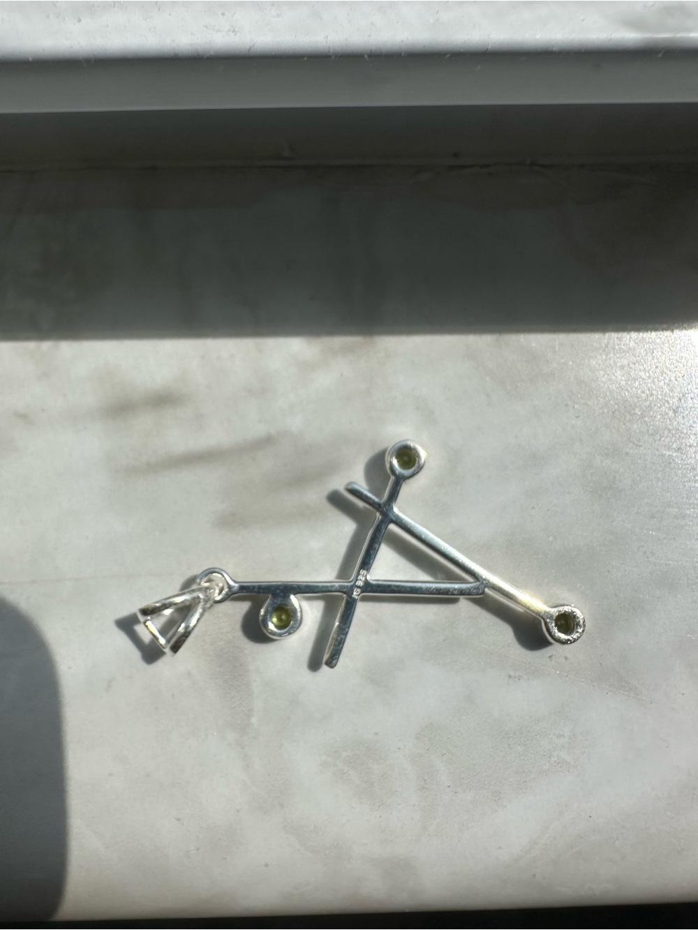 Sterling Silver Green Gemmen Cross Pendant - Men's Accessory